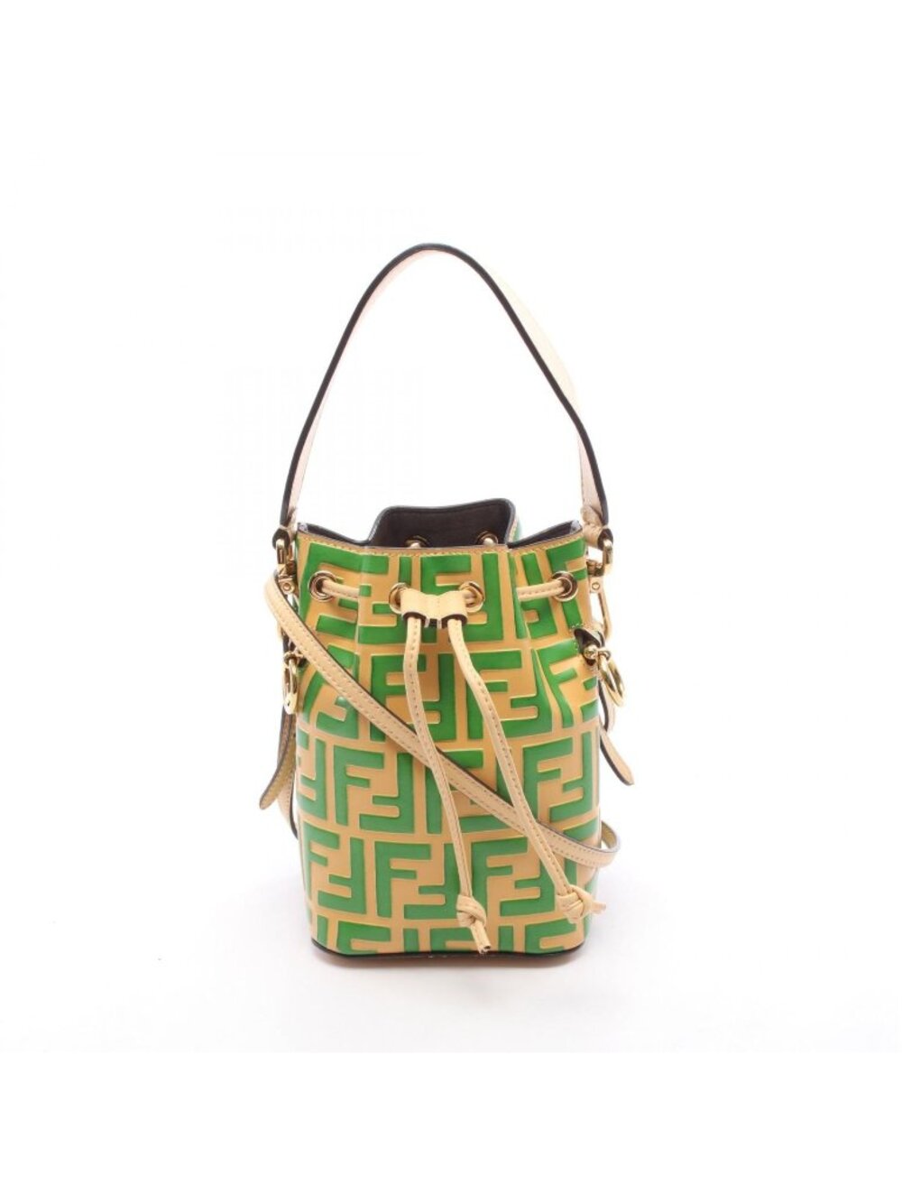 Fendi Handbag Mini Montresor Light Yellow Green Leather Camon Tresor